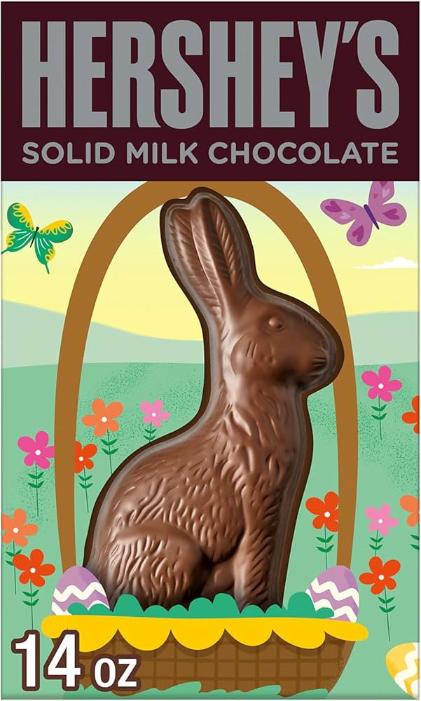 HERSHEY'S Solid Milk Chocolate Bunny, Easter Candy Gift Box, 14 oz | Amazon (US)