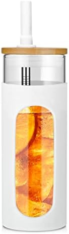 Tronco 22oz Glass Tumbler with Bamboo Lid and Straw, Glass Cup For Boba,Iced Coffee,Smoothie, Spi... | Amazon (US)