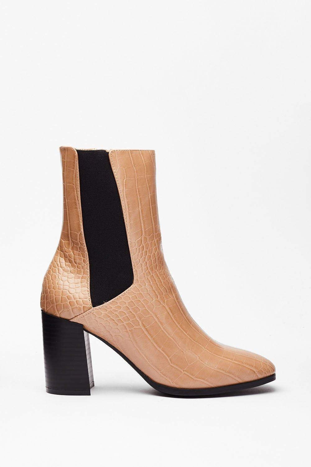 Wanna Croc 'N' Roll Faux Leather Heeled Boots | NastyGal (US & CA)