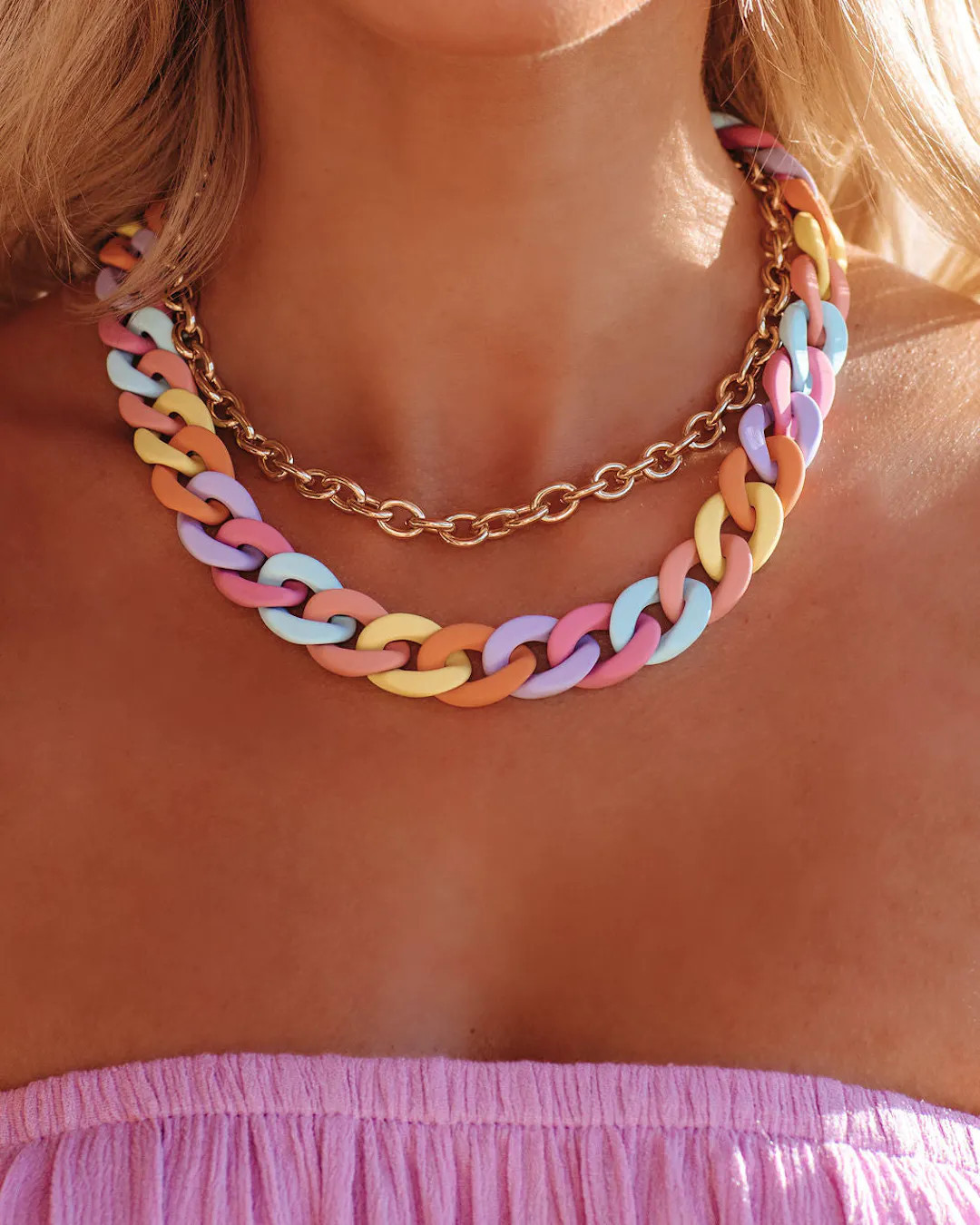 Like Candy Layered Chain Necklace - Multi | VICI