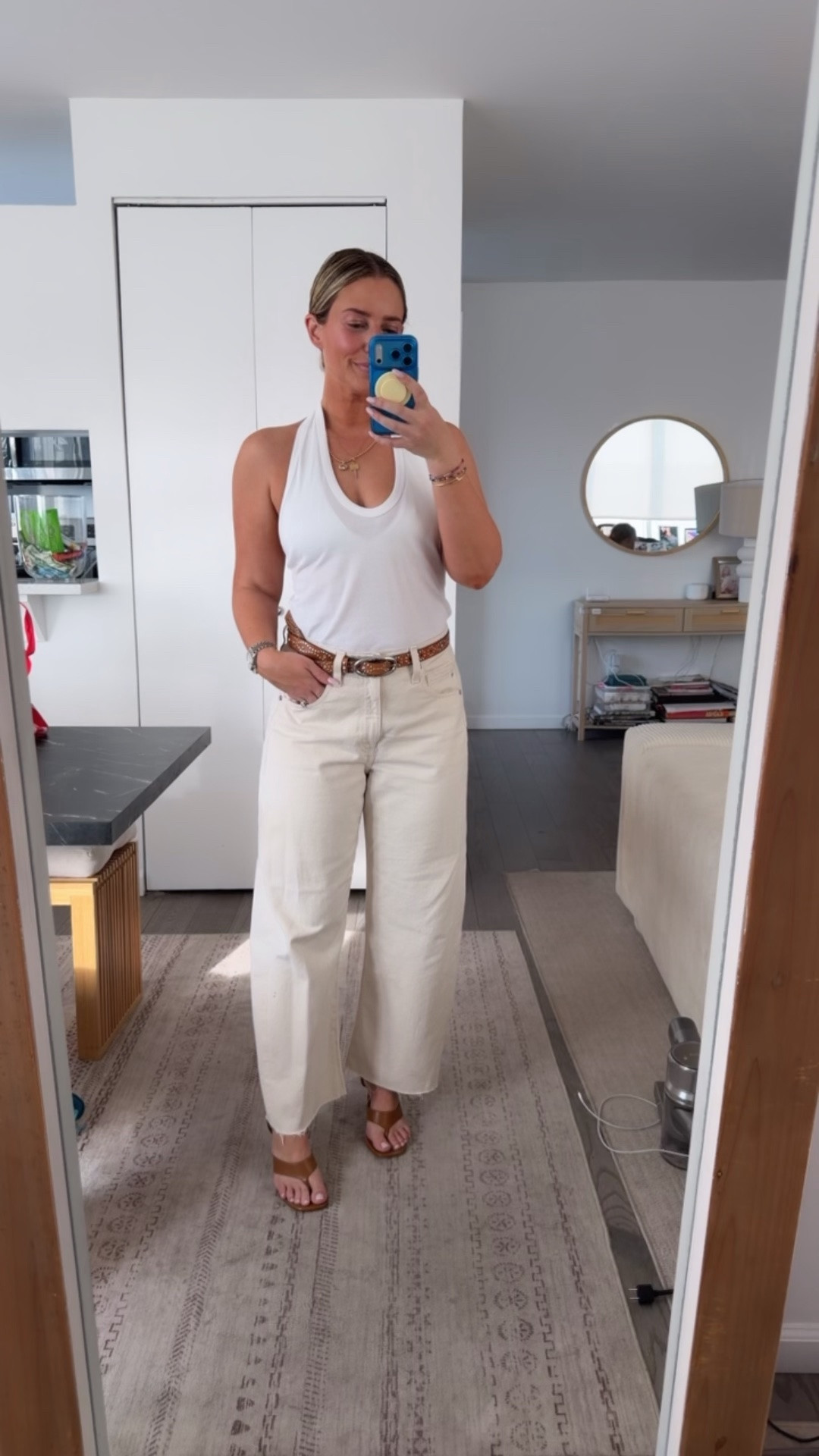 Dinner with my girlies in my fave white denim of summer — daily edit cover from Found by Em