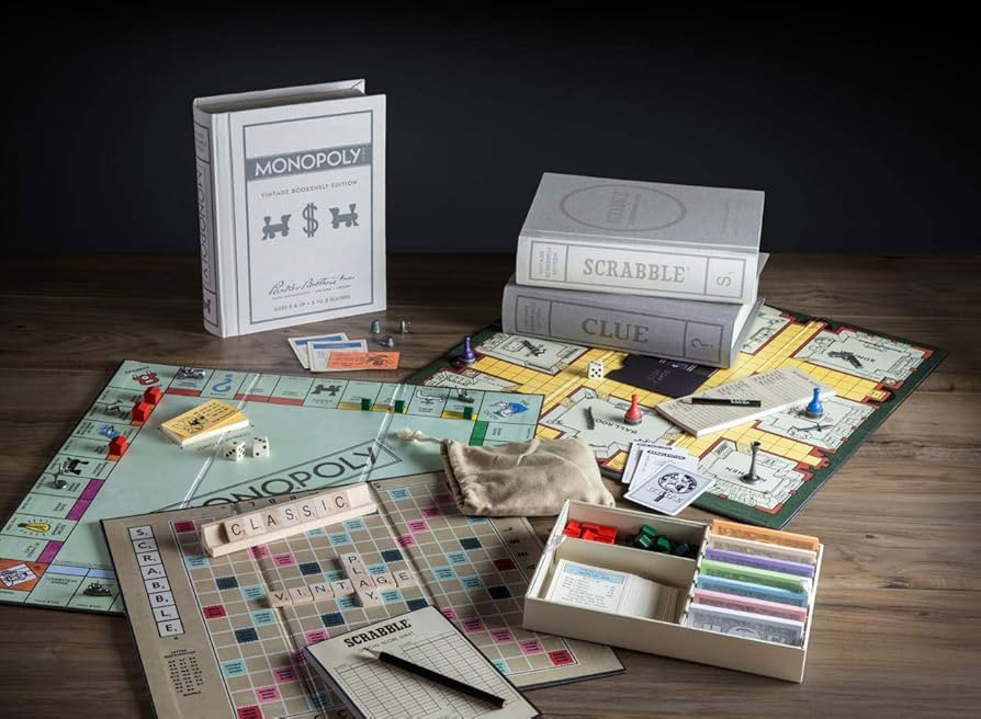 Scrabble, Monopoly, and Clue Vintage Board Game Bookshelf Collection | Amazon (US)