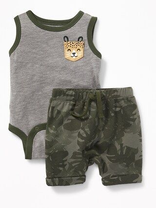 Cheetah-Graphic Bodysuit & Printed Shorts Set for Baby | Old Navy US