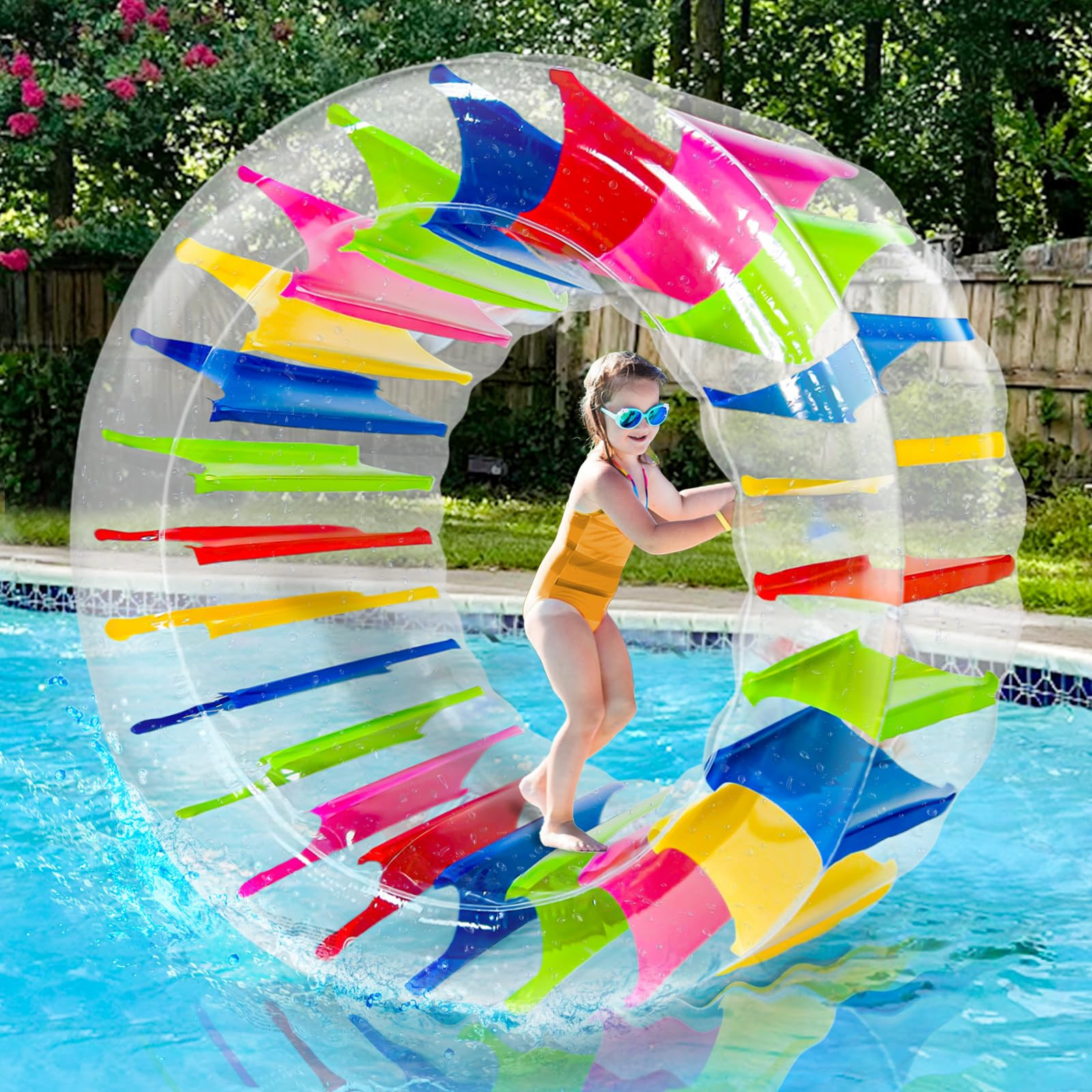 iGeeKid 65 Inch Inflatable Wheel Roller Pool Floats Toys for Kids, Kids Pool Float Pool Games for... | Amazon (US)
