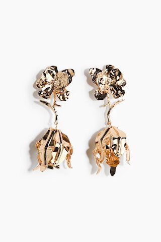 H & M - Flower-Shaped Pendant Earrings - Gold-Colored | H&M (US + CA)