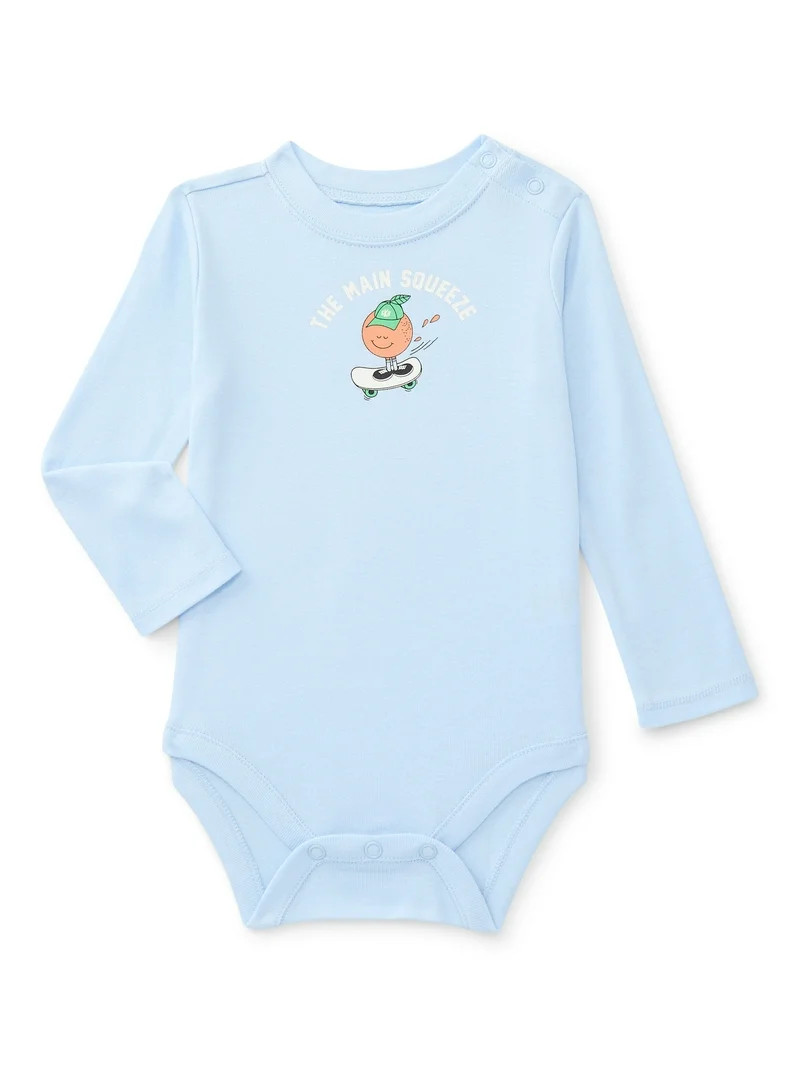 Wonder Nation Baby Boy Long Sleeve Graphic Bodysuit, Sizes 0-24 Months | Walmart (US)