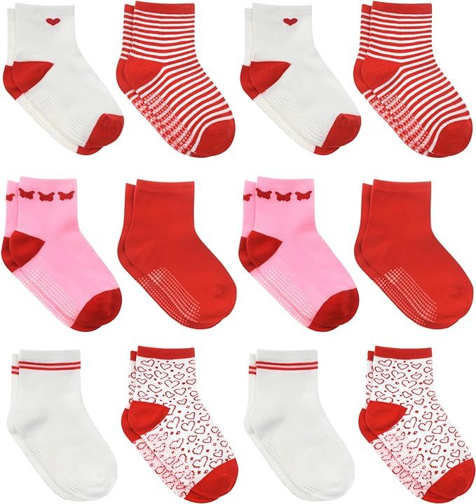 Debra Weitzner 12 Pairs Non-Slip Toddler Socks With Grips for Baby Boys and Girls-Anti-Slip Crew ... | Amazon (US)