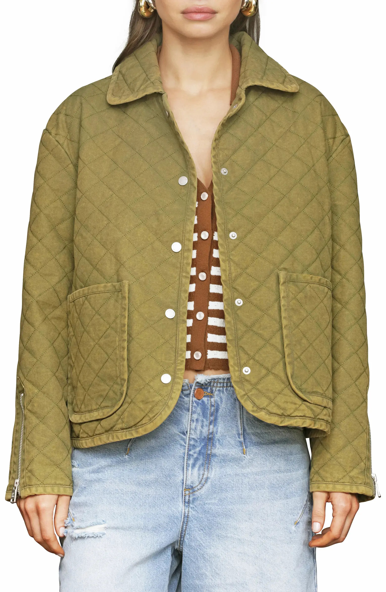 Avec Les Filles Diamond Quilted Cotton Jacket | Nordstrom | Nordstrom