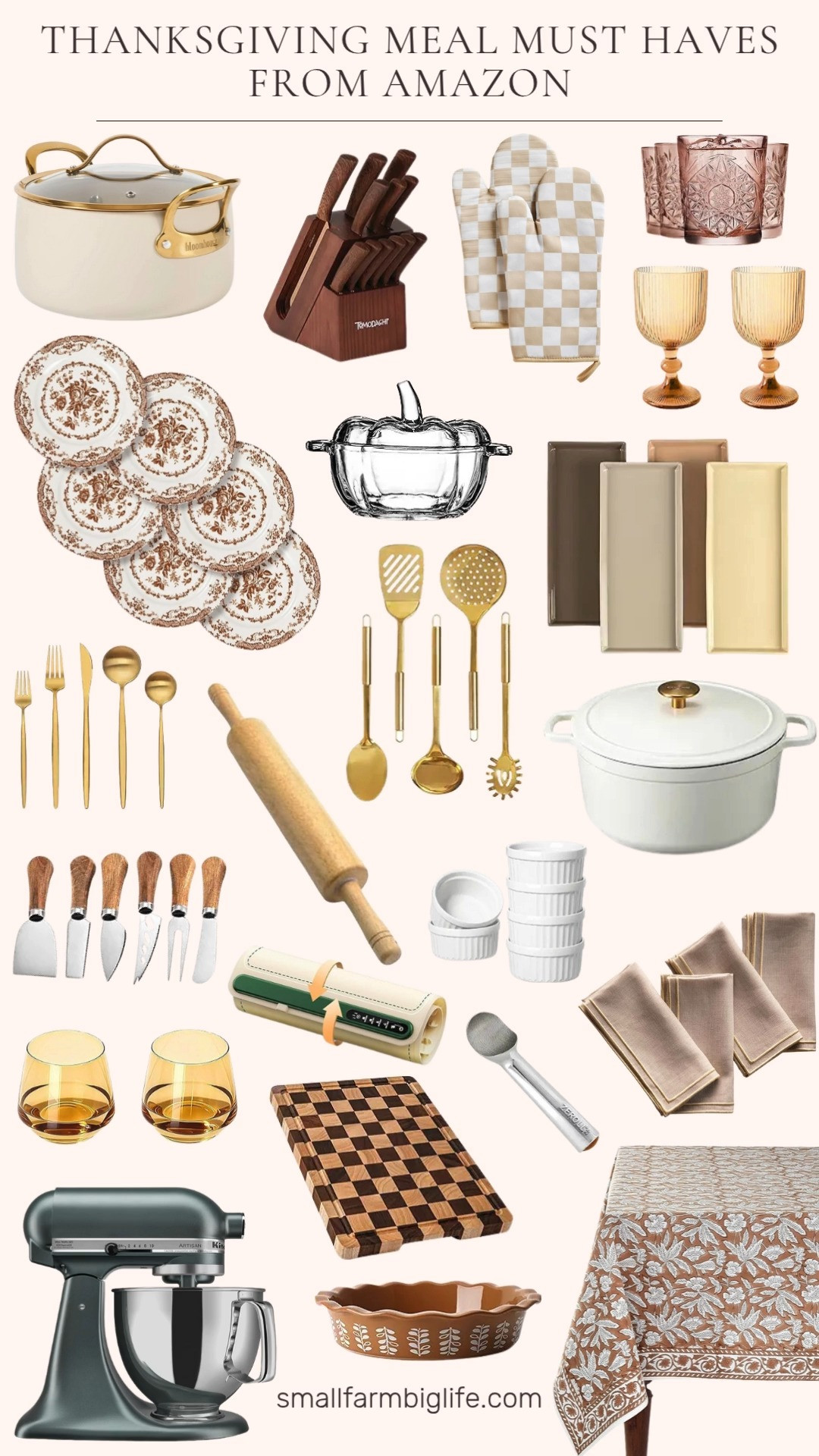 Get your Thanksgiving table and kitchen ready with these meal must haves from Amazon! From a KitchenAid mixer to tablecloths, napkins, and plates, these essentials make prepping and serving effortless. Don’t forget the Dutch oven, utensils, and ramekins for a perfectly festive feast! 

 #LTKSeasonal #LTKHome