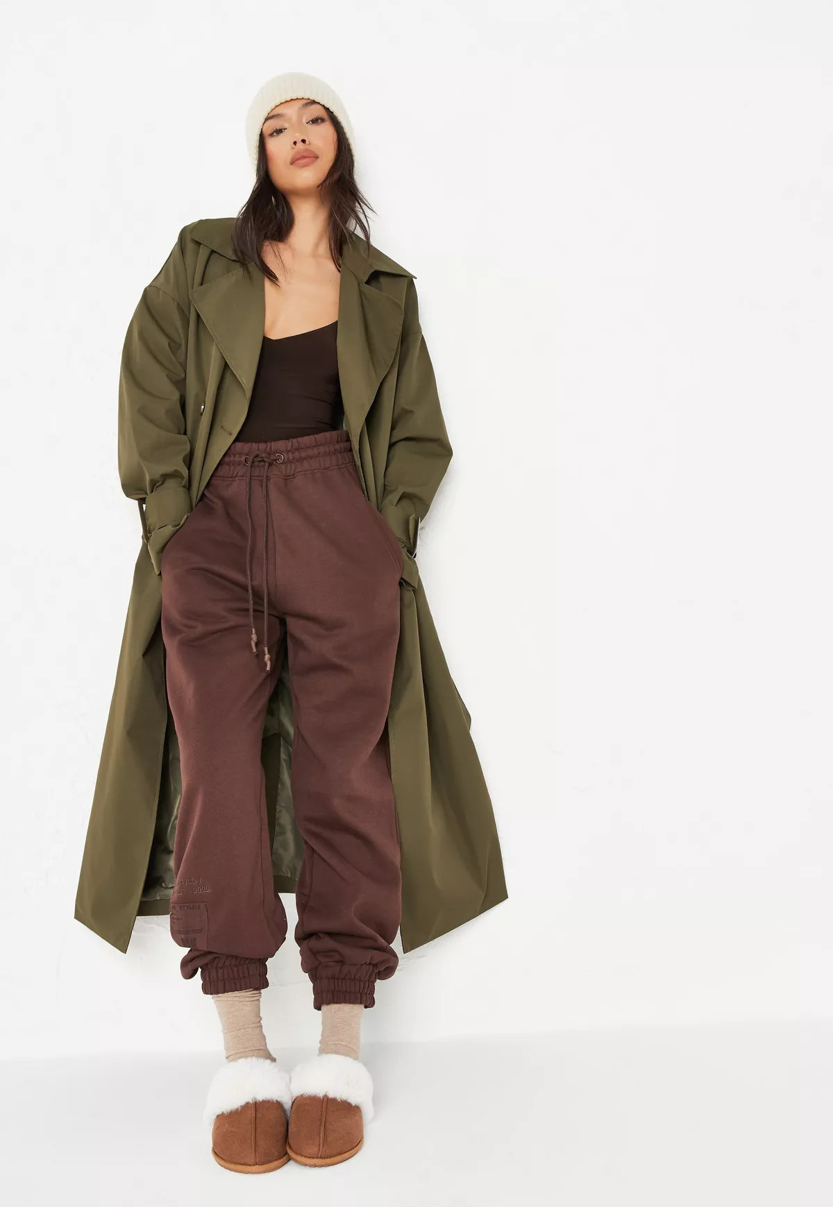 Missguided - Tall Khaki Belted Oversized Trench Coat | Missguided (US & CA)