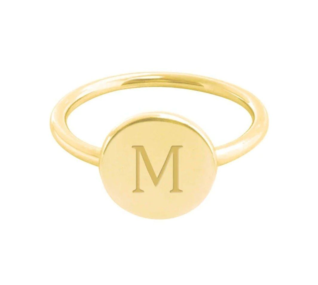 14k Gold Initial Signet Ring | Tiny Tags