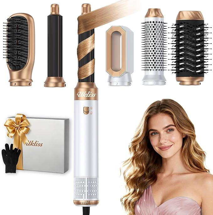 Ukliss Hair Dryer Brush 6 in 1, Hot Air Brush & Styler with ALCI Safety Plug, Ionic Blow Dryer Br... | Amazon (US)