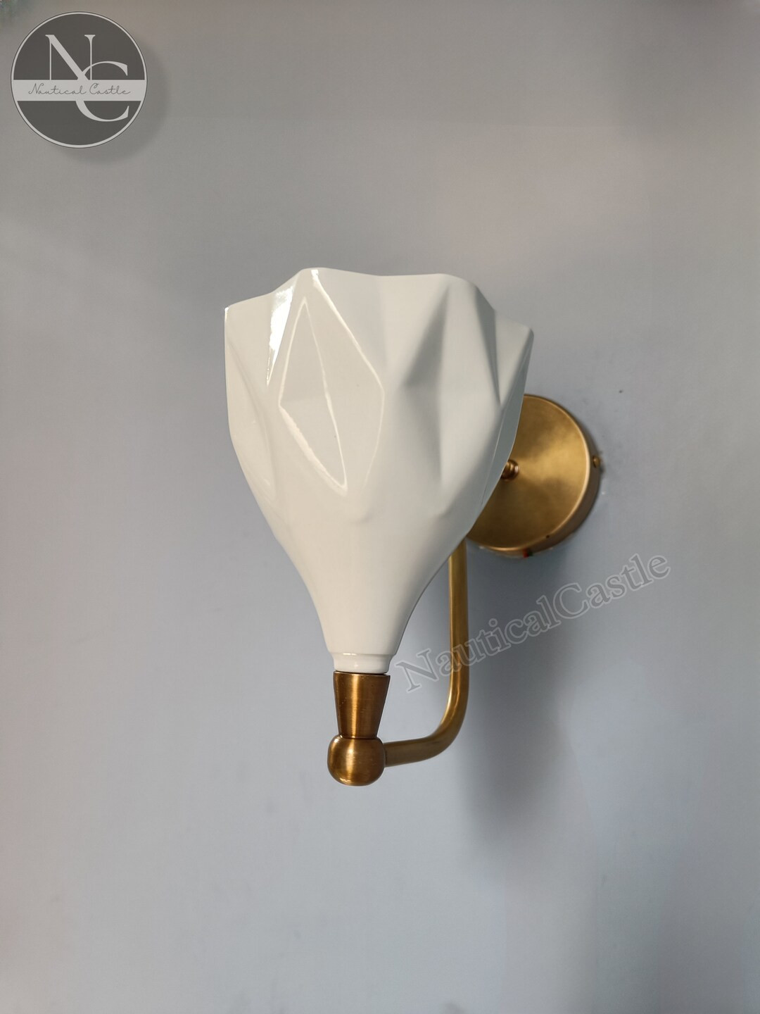 Mid Century Brass Wall Sconce - Italian Diabolo White Wall Light Flower Sconce Pair - Stilnovo St... | Etsy (US)