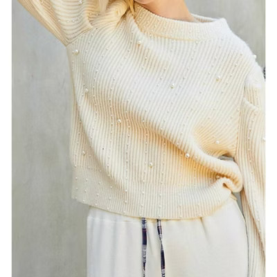 Women's PEARL DETAIL SWEATER - POL L | Target