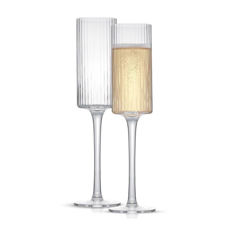 JoyJolt Elle Fluted Cylinder Champagne Glass - 6 oz Long Stem Champagne Glasses - Set of 2 | Target