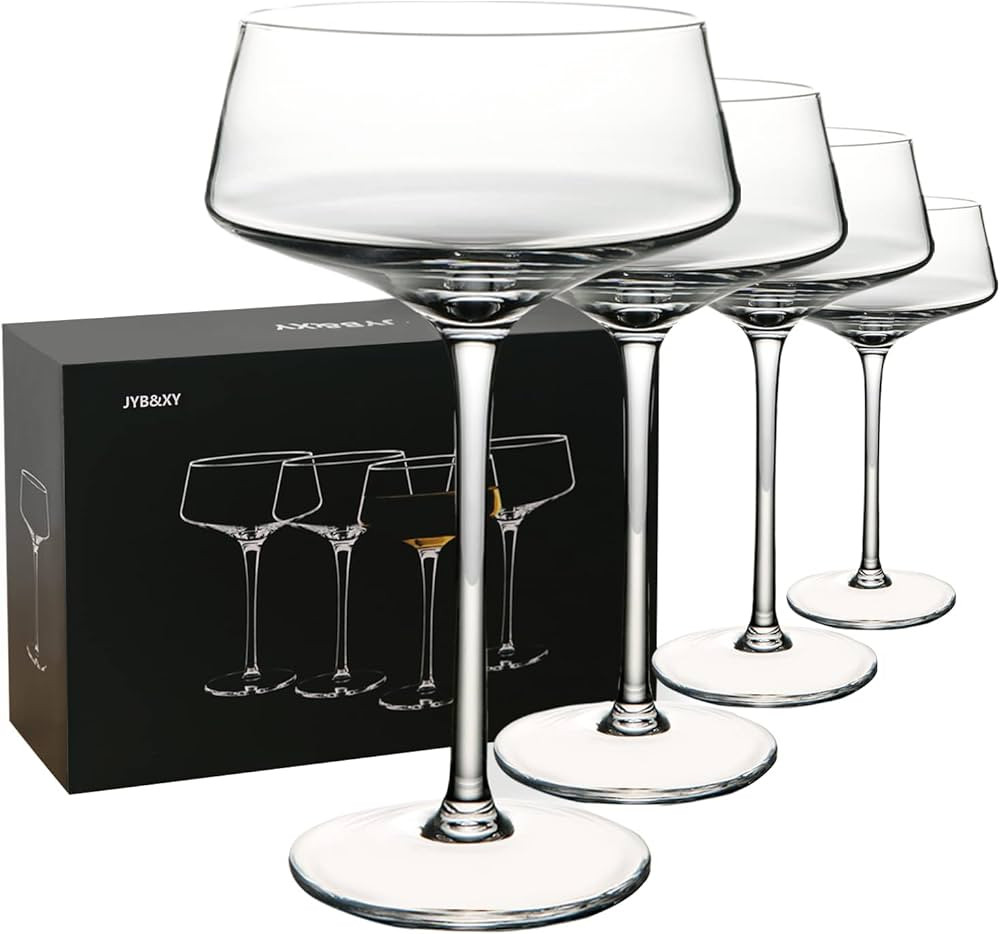 JYB&XY Martini Glasses Set of 4 | 9 oz Coupe Glass Classic Cocktail Glassware Hand Blown Premium ... | Amazon (US)