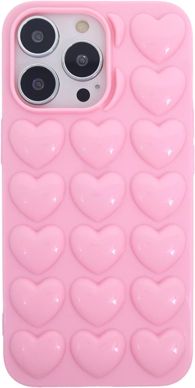 DMaos iPhone 13 Pro Max Case for Women, 3D Pop Bubble Heart Kawaii Gel Cover, Cute Girly for iPho... | Amazon (US)