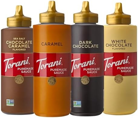 Torani Puremade Dessert & Drink Sauce Variety Pack, Chocolate Caramel, Dark Chocolate, White Choc... | Amazon (US)