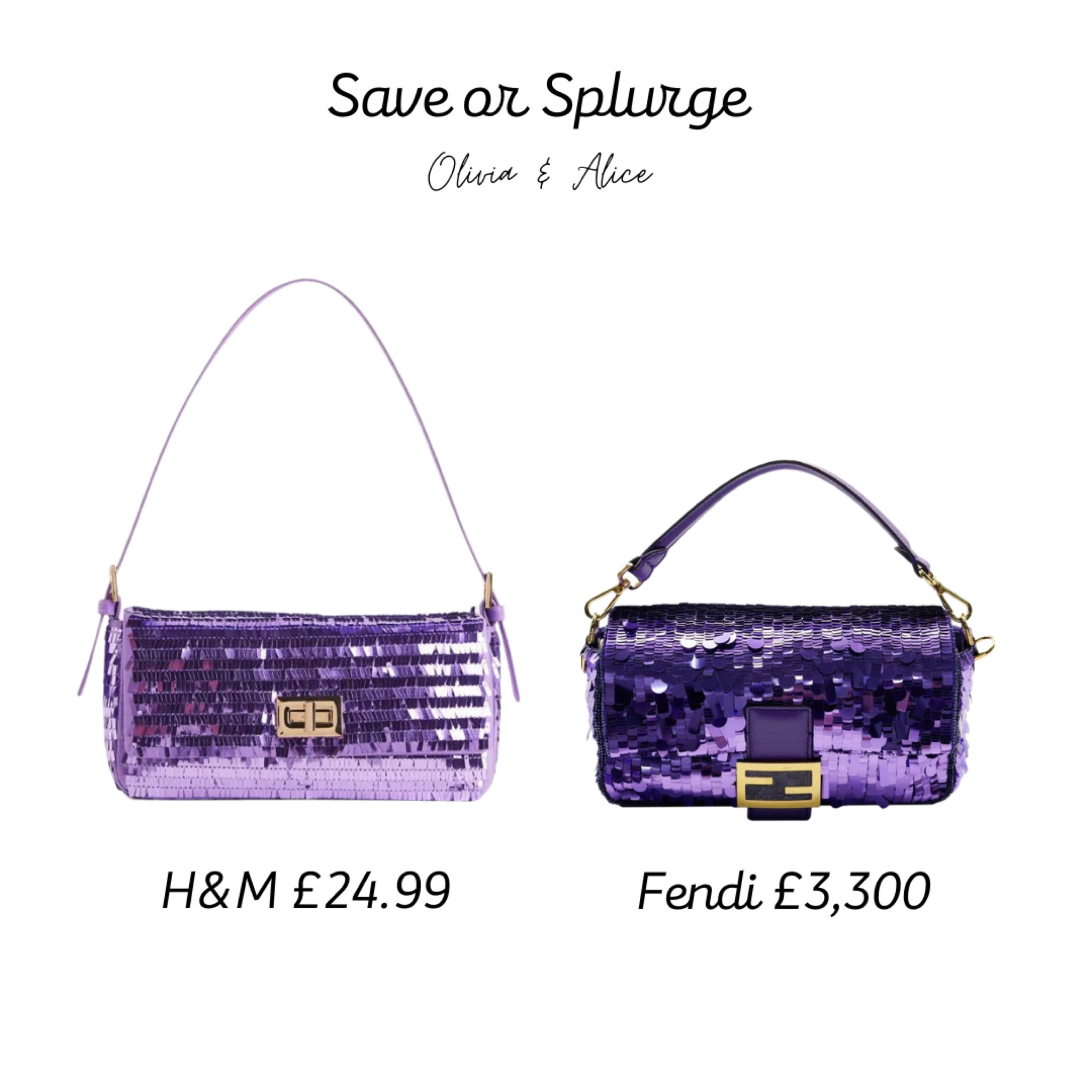 Fendi Sequin and Leather Baguette Lilac in Polyester with Gold-tone - US