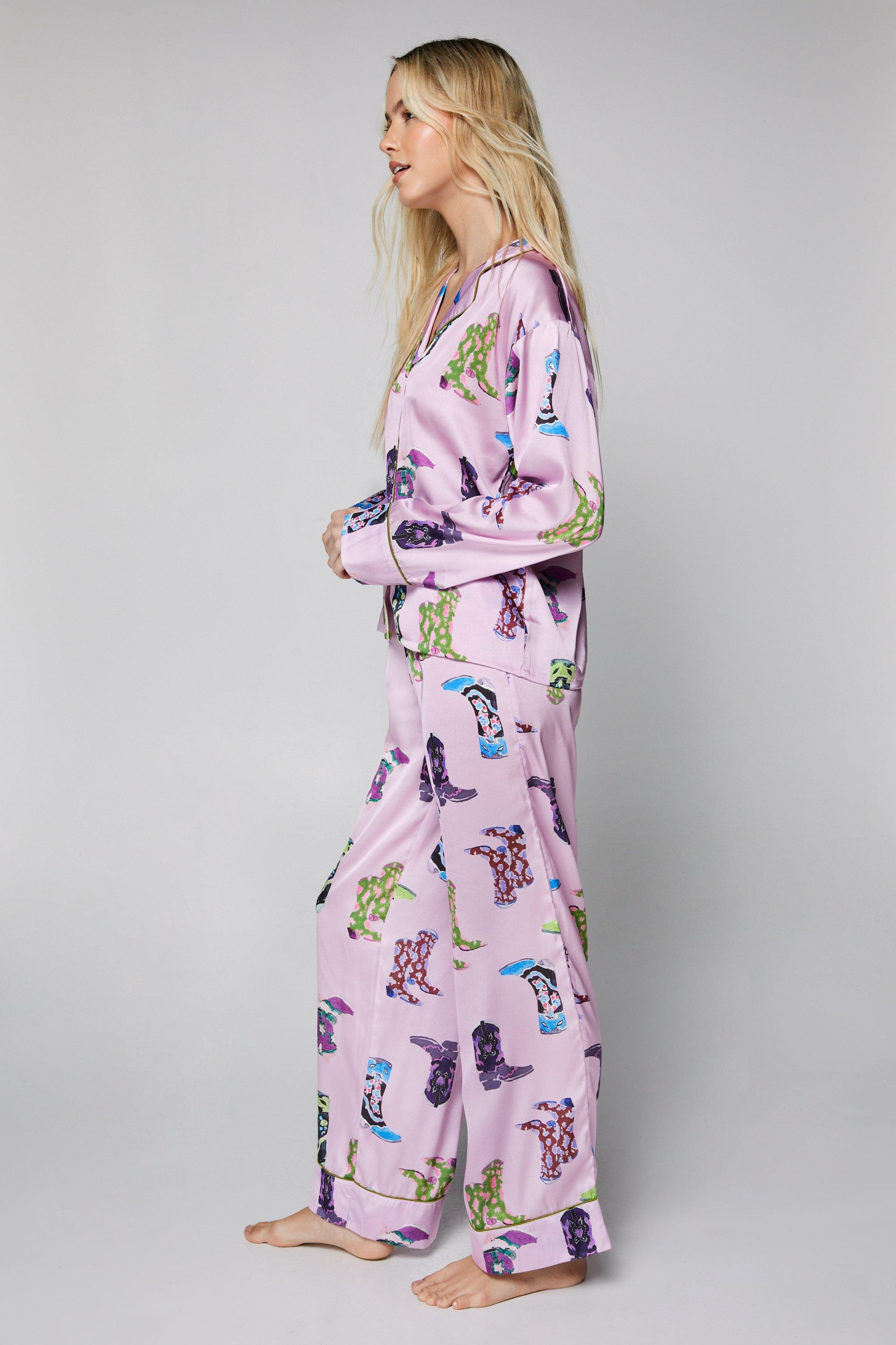 Satin Cowboy Boots Pajama Pants Set | Nasty Gal US