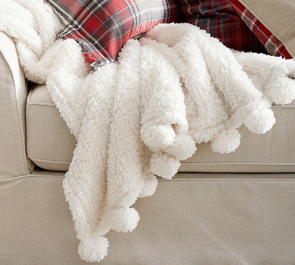 Cozy Pom Pom Sherpa Throw | Pottery Barn (US)
