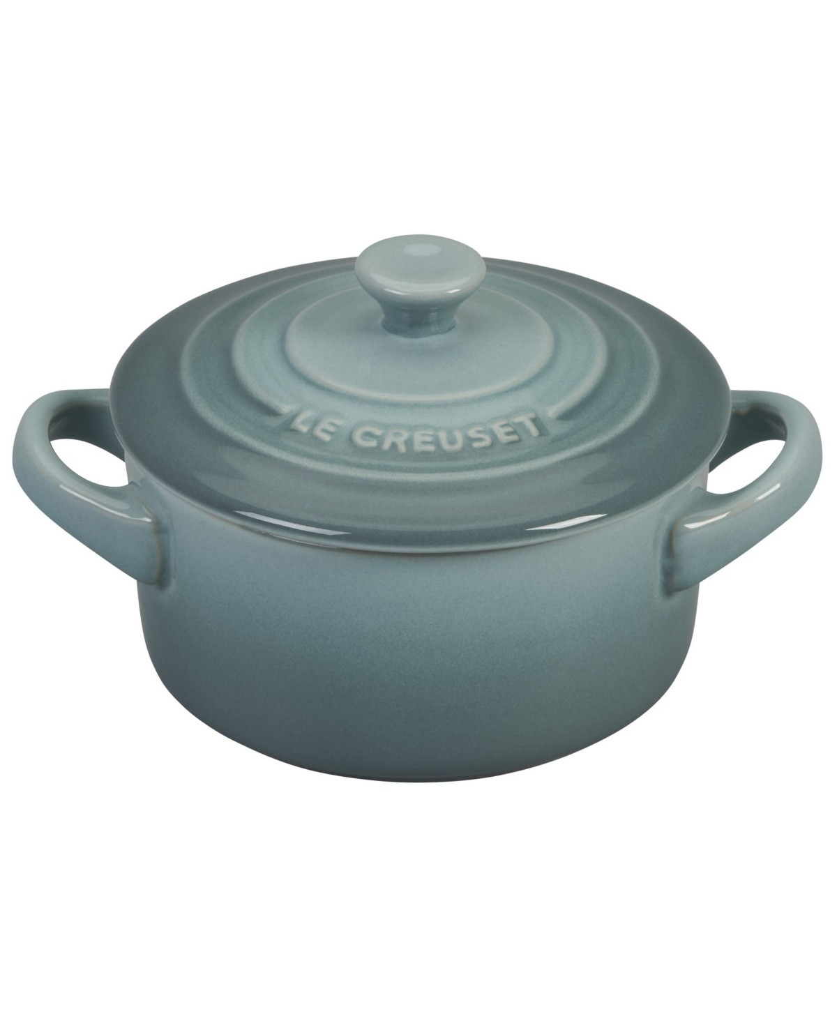 Le Creuset Stoneware 8 oz. Mini Round Cocotte with Lid - Sea Salt | Macy's