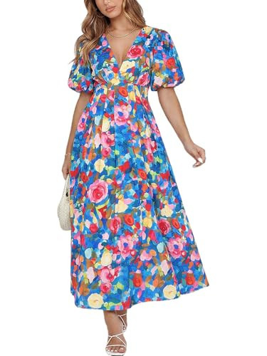 Sissyaki Women's Floral Maxi Dress 2026 Summer Spring Wedding Guest Dress Pink Blue Floral Print M | Amazon (US)
