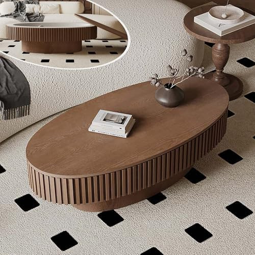 Oval Coffee Table with Storage Modern Coffee Table with Solid Wood Veneered | with Solid Wood Ven... | Amazon (US)