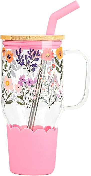 10 Strawberry Street Adria Hydration Travel Tumbler (Pink Folk Botanical) | Amazon (US)