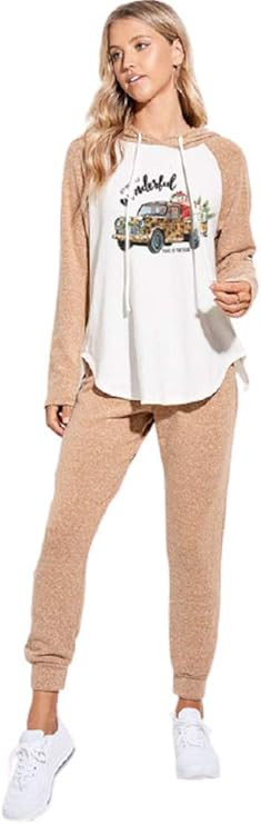 Women's Holiday Christmas Raglan Sleeve Lounge wear Sets | Amazon (US)