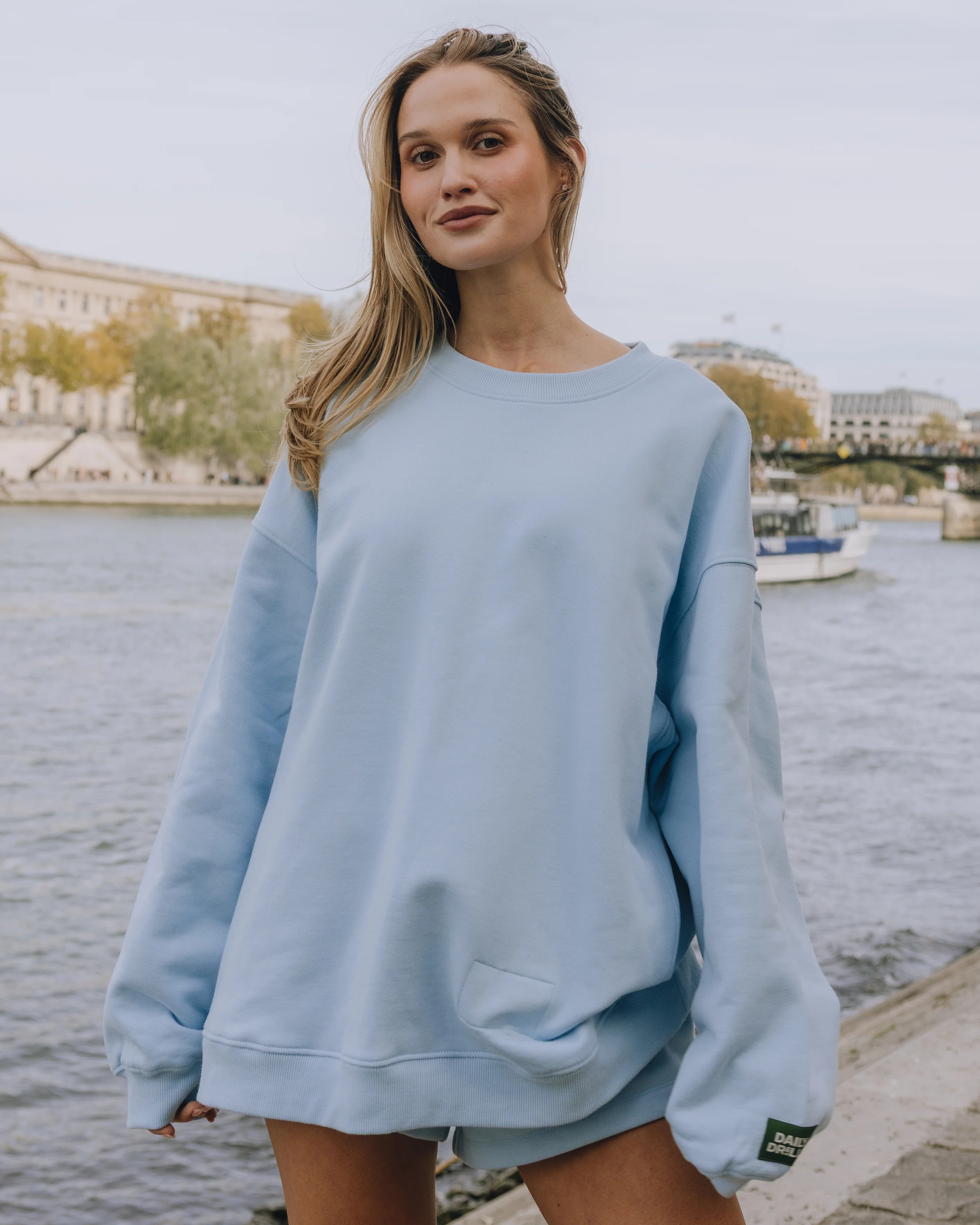 Oversized Fleece Crew - Powder | Daily Drills LLC