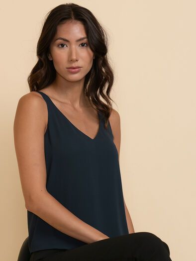 Vera Sleeveless 2-Layer Essential V-Neck Blouse | Ricki's