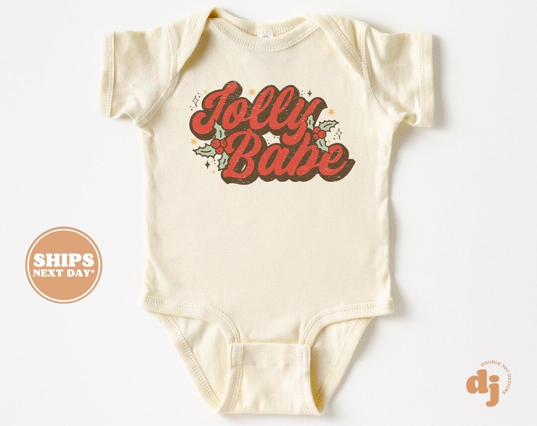 Christmas Baby Onesie® - Jolly Babe Christmas Bodysuit - Retro Holiday Natural Onesie® #5387 | Etsy (US)