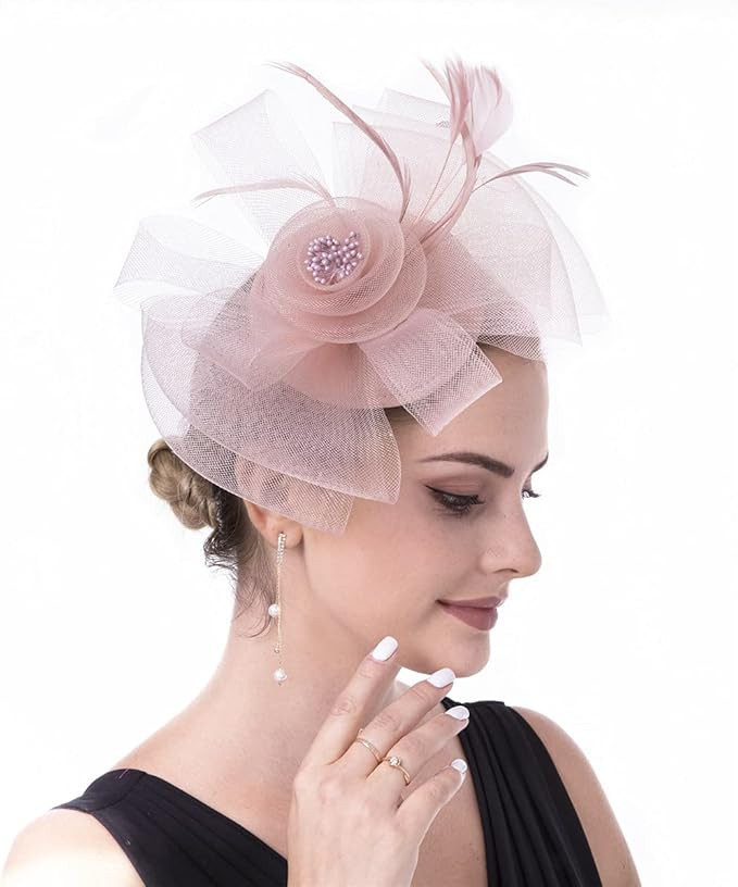 Women's Organza Church Kentucky Derby British Fascinator Bridal Tea Party Wedding Hat Summer | Amazon (US)
