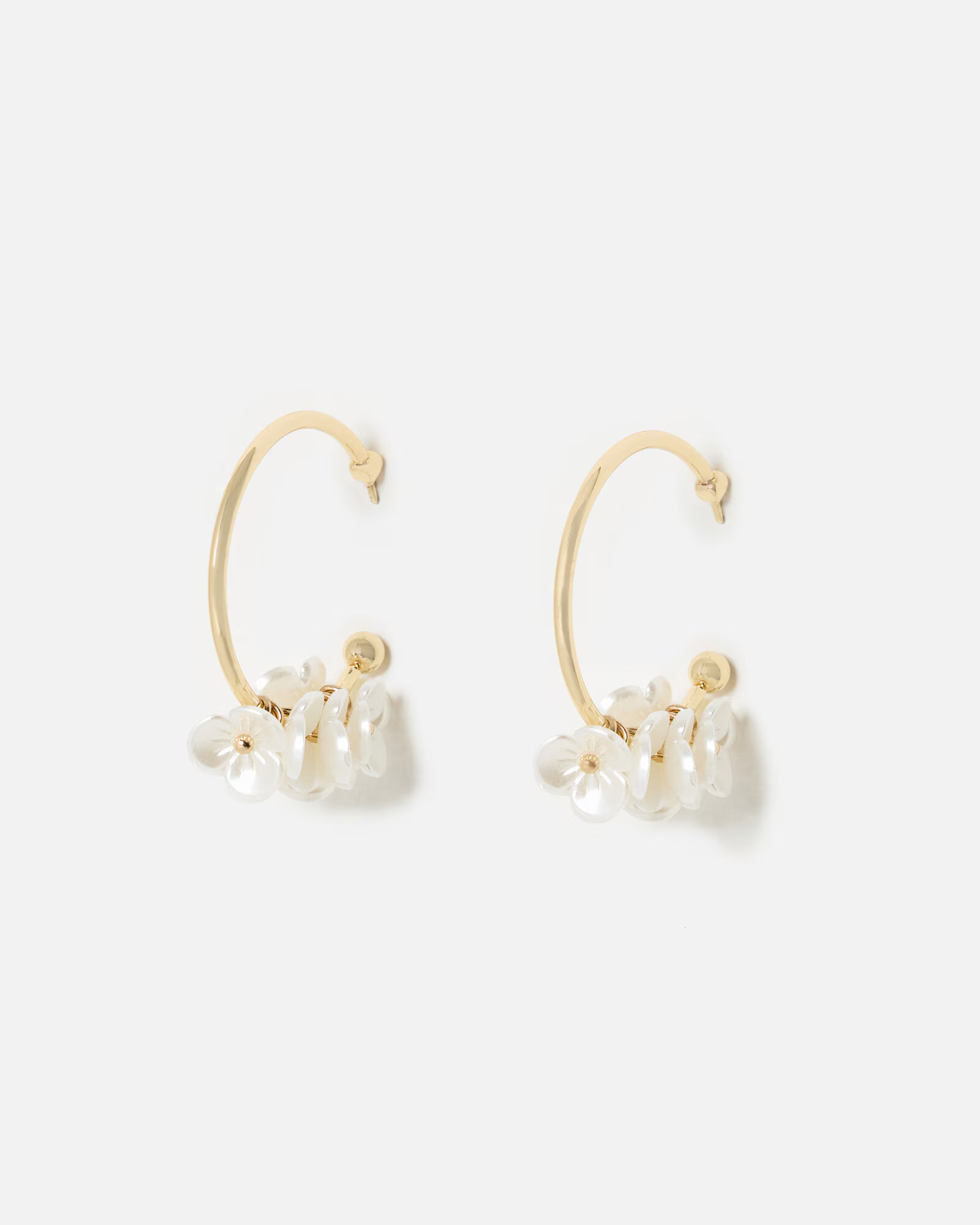 Coraline Faux Pearl Flower Charm Hoop Earrings | Oliver Bonas (Global)