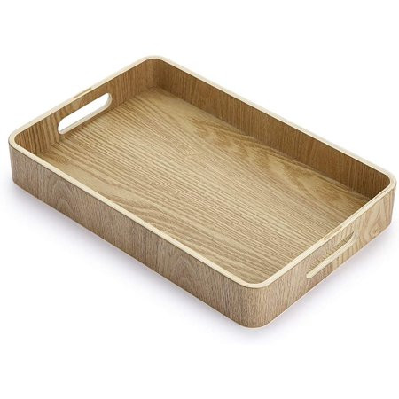 BLUUXIN Decorative Wooden Serving Tray With 2 Handles Wooden Tray Decorative Serving Plates For Coff | Walmart (US)