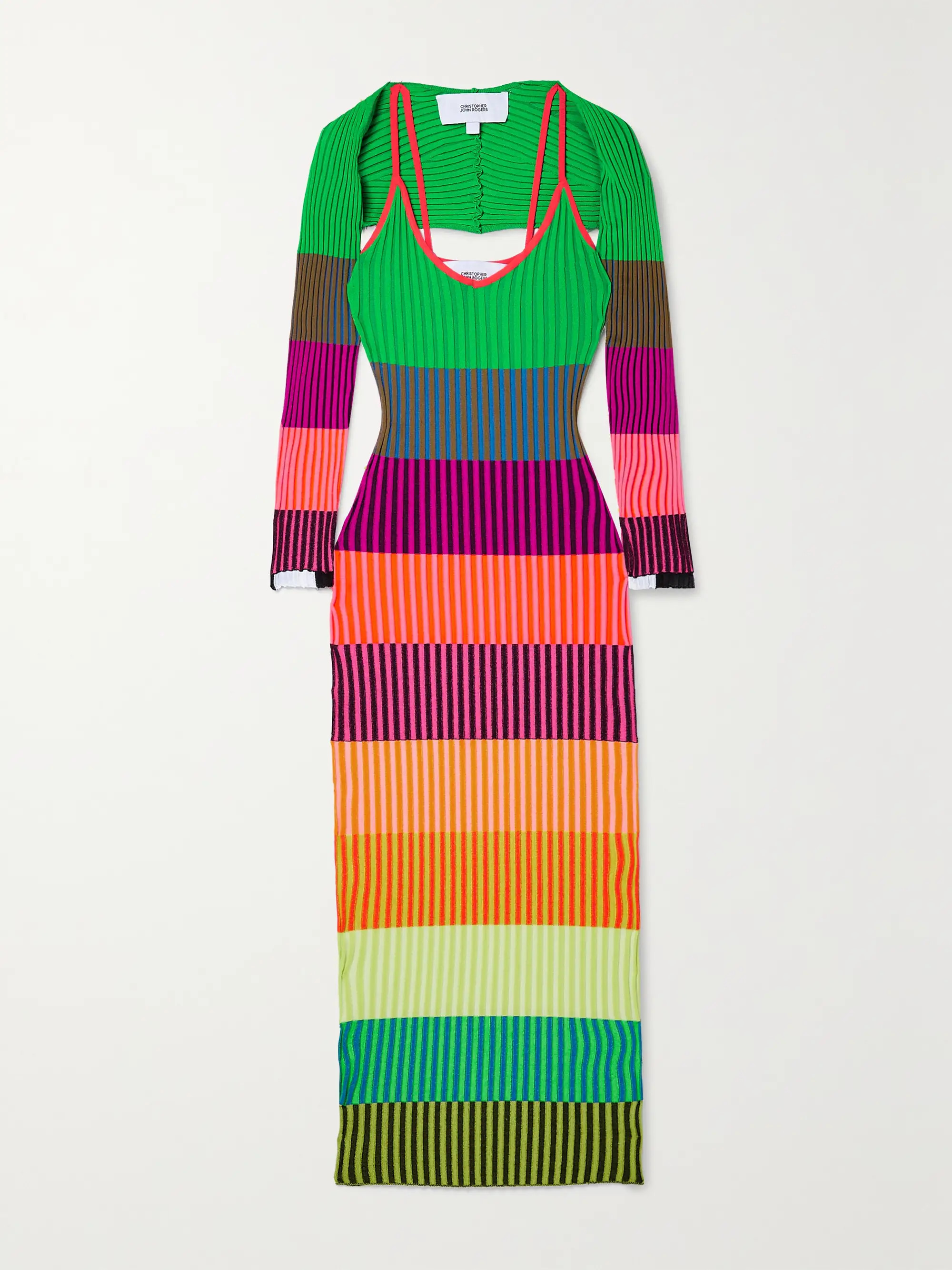 Orange Cutout striped ribbed-knit maxi dress | CHRISTOPHER JOHN ROGERS | NET-A-PORTER | NET-A-PORTER (UK & EU)