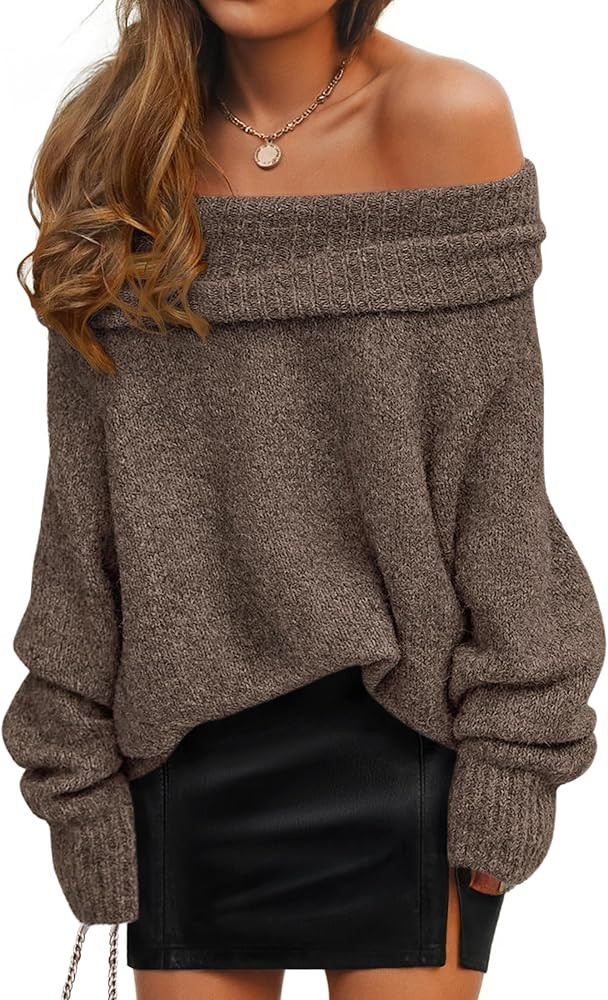ZESICA Women's Off The Shoulder Fall Sweaters Oversized Long Sleeve Pullover Tops 2025 Fashion Ou... | Amazon (US)