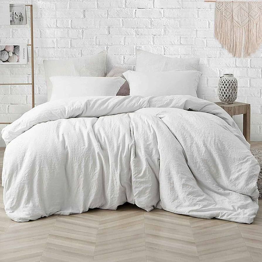 ETDIFFE White Comforter Set Queen Size, 3 Piece Aesthetic Modern Bedding Set - Soft & Lightweight... | Amazon (US)
