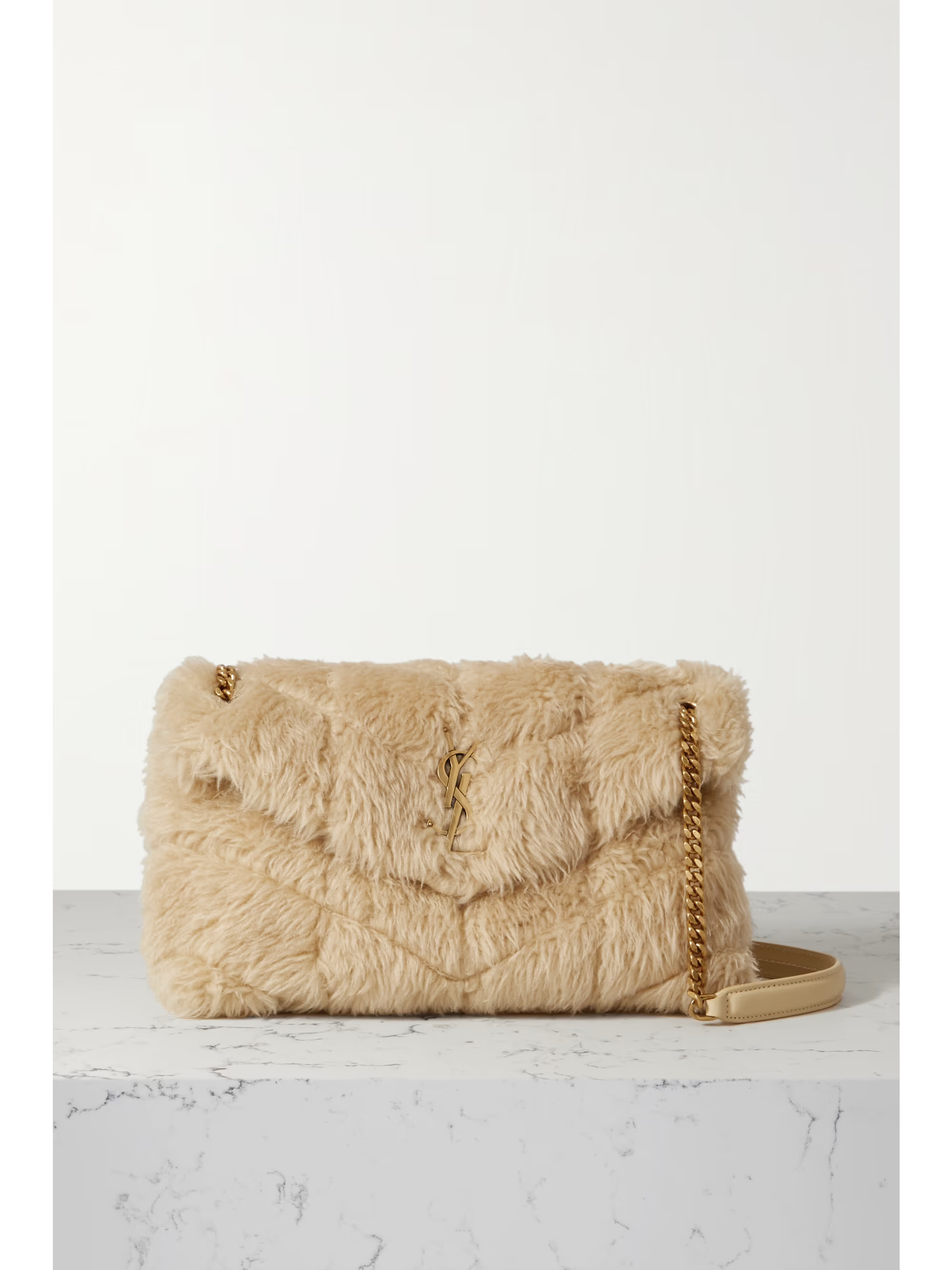 Puffer small quilted shearling shoulder bag | NET-A-PORTER (UK & EU)