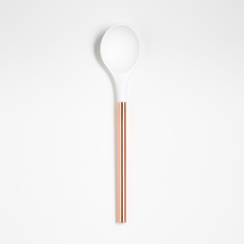 Ada White Silicone Spoon with Copper Handle + Reviews | Crate and Barrel | Crate & Barrel