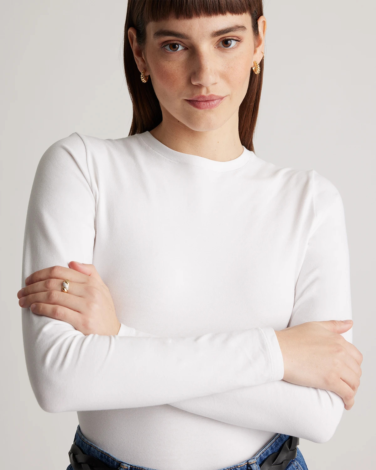 Stretch Cotton Jersey Long Sleeve Bodysuit | Quince