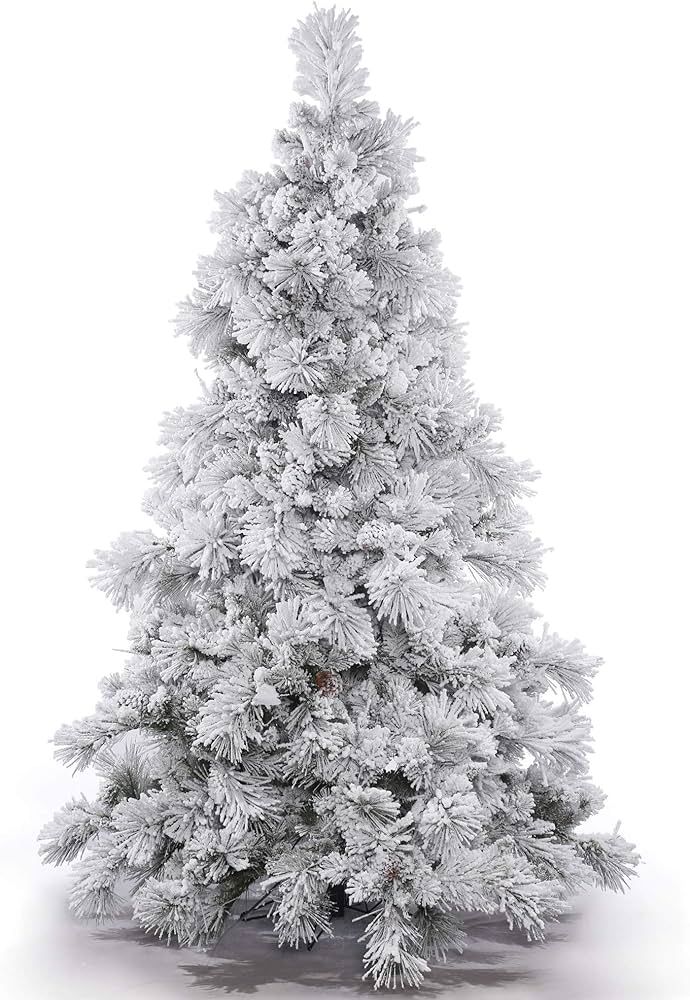 Vickerman 12' Flocked Alberta Artificial Christmas Tree, Unlit - Snow Covered Faux Tree - Seasona... | Amazon (US)