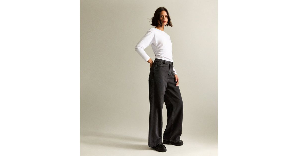 Black Adalae High-Waist Wide Leg Jeans | New Look | New Look (UK)