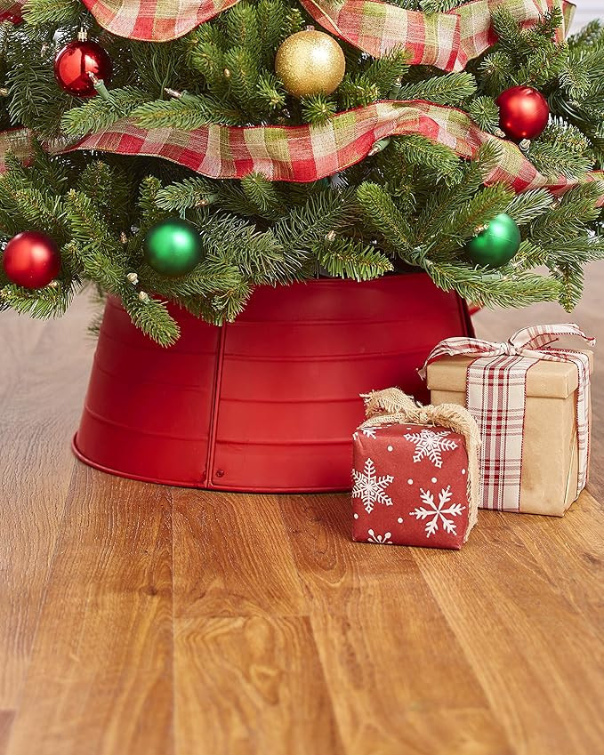The Lakeside Collection Decorative Metal Christmas Tree Ring - Red | Amazon (US)