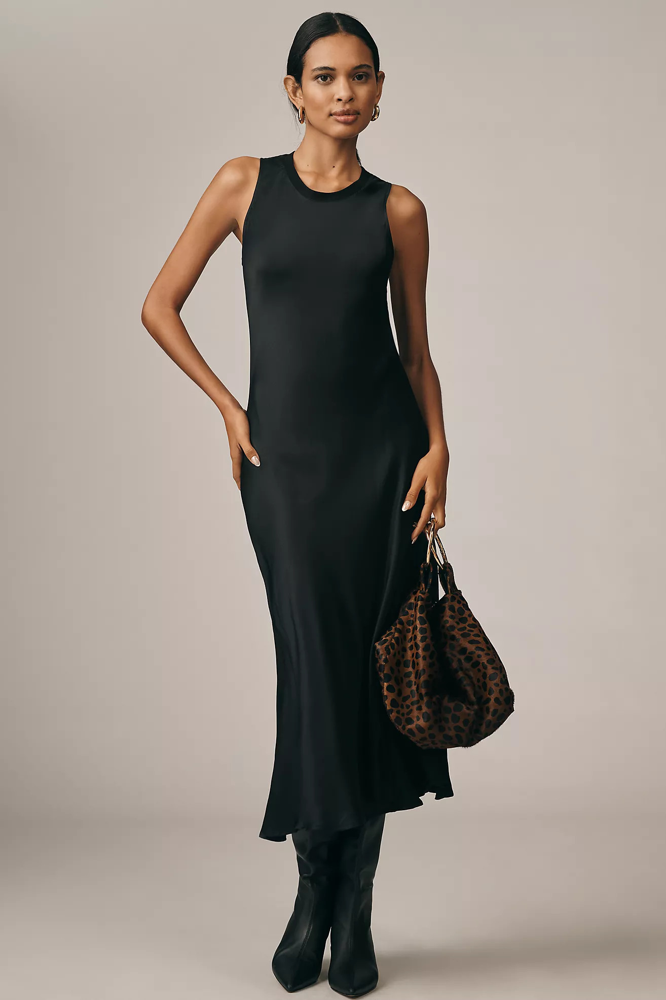 Nation Los Angeles Dulce Crew-Neck Satin Midi Dress | Anthropologie (US)