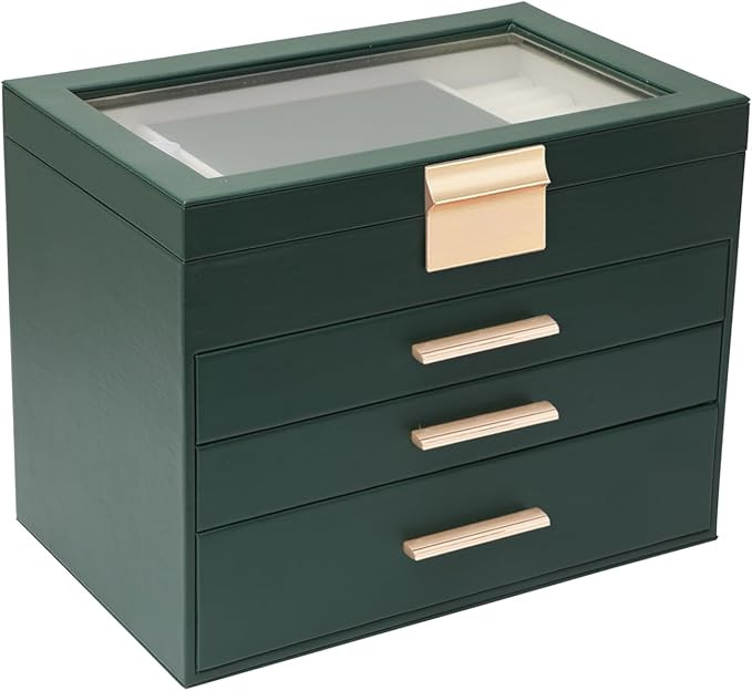 BOOVO Jewelry Boxes for Women, White and Black 6 Layer Large Jewelry Box for Necklace, Bracelet, ... | Amazon (US)