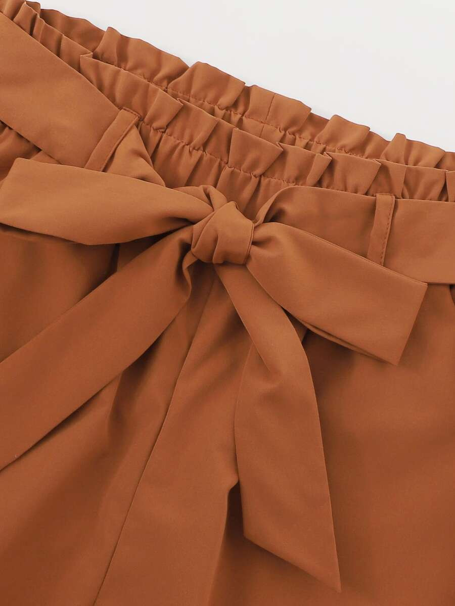 High Neck Ribbed Tank Top & Belted Pants | SHEIN