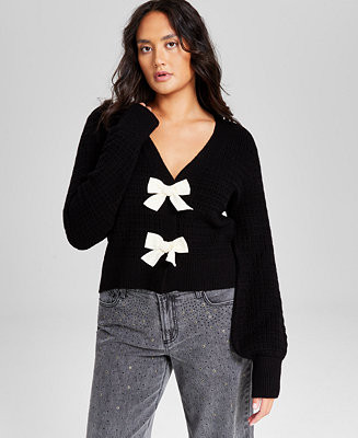 Long-Sleeve Faux-Bow Cardigan, Created for Macy's | Macy's