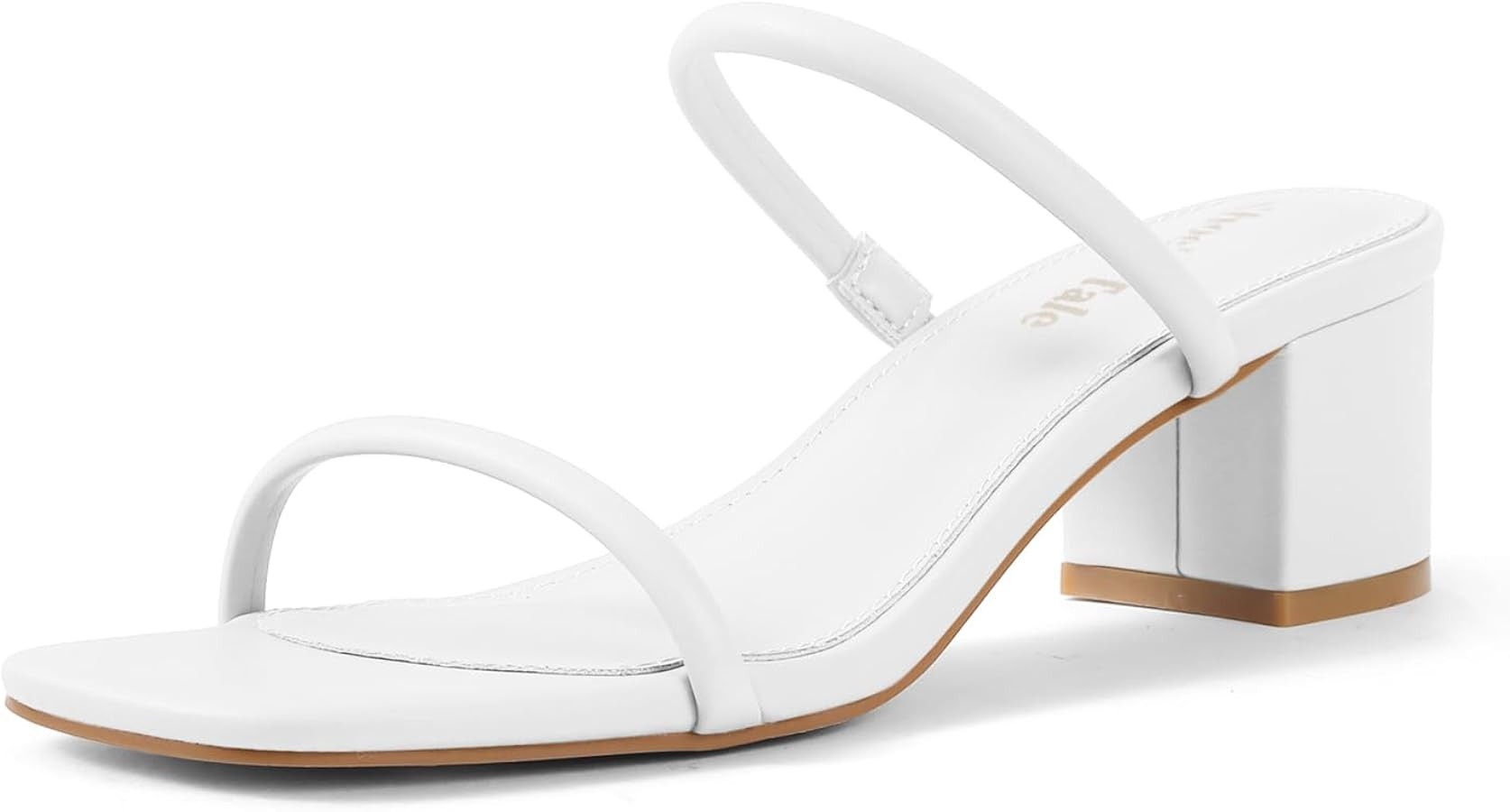 Shoe'N Tale Strappy Heels for Women Square Open Toe Two Strap Low Block Heel Slip on Dressy Sanda... | Amazon (US)